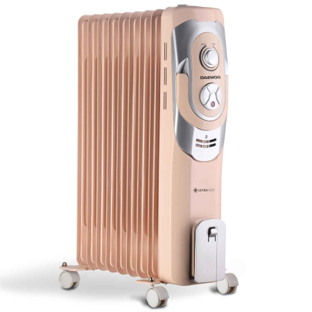 Instalatii sanitare, termice & climatizare - Calorifer electric Daewoo DOH9C, 2000 W, 3 trepte, 1.5 m, 9.5 kg, 9 elementi incalzire, termostat, Crem