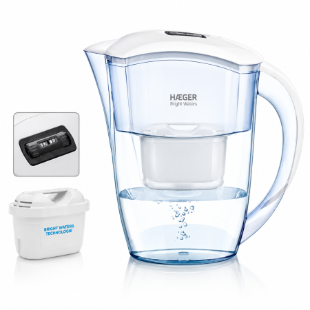 Filtrarea apei - Cana filtranta de apa HAEGER BRIGHT WATERS, Capacitate 2,4 L, Filtrare pe 4 niveluri, Schimbare usoara a filtrului, Maner ergonomic