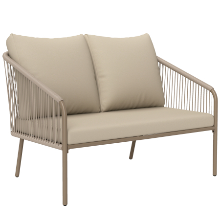 Gradina & balcon -  Canapea de Gradina cu 2 Locuri, Perne Detasabile, Brate si Cadru din Otel, 112x72x76 cm, Verde