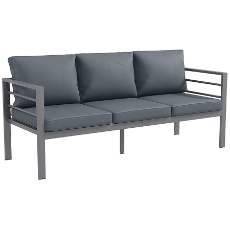 Gradina & balcon -  Canapea de gradina cu 3 locuri, cu perne pentru sezut si spatar, din aluminiu, 185x66x64 cm, gri