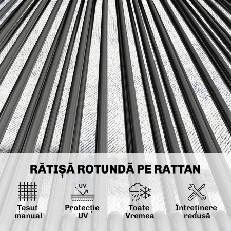  Canapea Rattan cu 2 Locuri, Loveseat cu sezut si Spatar impletit, Negru. [4]