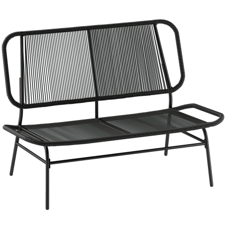 Mobilier gradina si terasa -  Canapea Rattan cu 2 Locuri, Loveseat cu sezut si Spatar impletit, Negru.