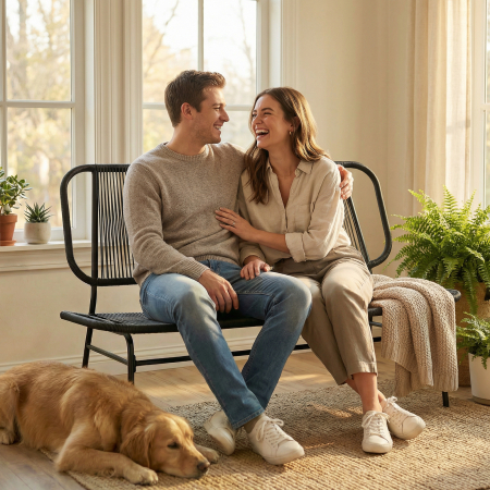  Canapea Rattan cu 2 Locuri, Loveseat cu sezut si Spatar impletit, Negru. [8]