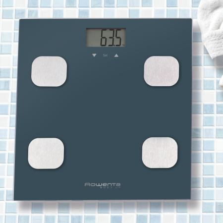 Cantar de baie Rowenta Body Up BR2520V0, 150 kg, gradatii la 100 g, analiza corporala, 8 profile, sticla, negru [2]