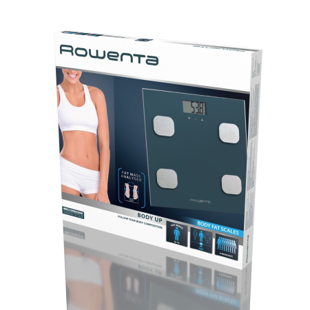 Cantar de baie Rowenta Body Up BR2520V0, 150 kg, gradatii la 100 g, analiza corporala, 8 profile, sticla, negru [4]
