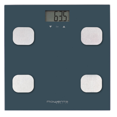 Baie - Cantar de baie Rowenta Body Up BR2520V0, 150 kg, gradatii la 100 g, analiza corporala, 8 profile, sticla, negru