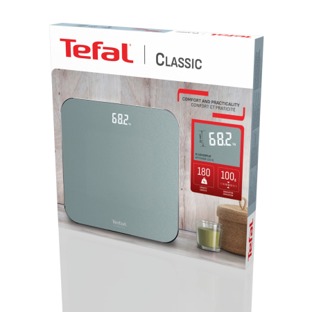 Cantar de baie Tefal Classic PP1903V0, 180 KG, gradatii la 100 g, 31 x 31 cm, sticla, gri [3]