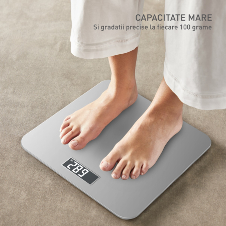 Cantar de baie Tefal Premiss PP1801V0, 160 kg, gradatii la 100 g, 30 x 30 cm, sticla, baterii incluse, argintiu [5]