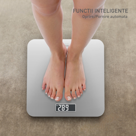 Cantar de baie Tefal Premiss PP1801V0, 160 kg, gradatii la 100 g, 30 x 30 cm, sticla, baterii incluse, argintiu [8]