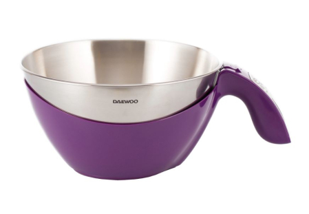 Electrocasnice - Cantar de bucatarie Daewoo DKS45P, 5 kg, 1 g, 2 baterii, 1 valori masurate, electronic, lcd, grame unitate masura, Mov