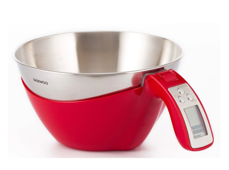 Cantar de bucatarie Daewoo DKS45R, 5 kg, 1 g, 2 baterii, 1 valori masurate, electronic, lcd, grame unitate masura, Rosu [3]