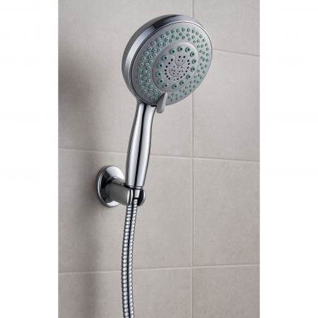 Cap de dus FERRARA La Brocca GS3150, presiune mare, economizor apa, argintiu, cu furtun si suport inclus [1]