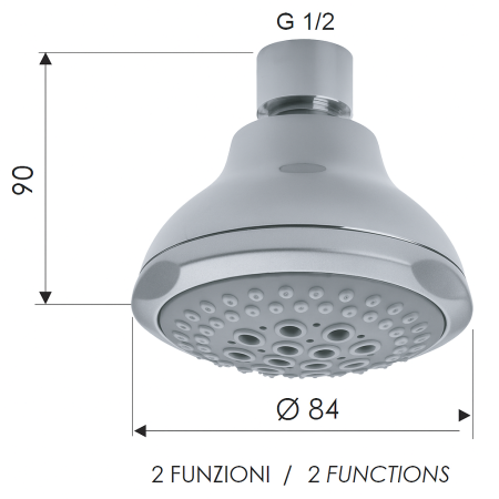 Cap de dus Remer Rubinetterie 355FOX, 2 functii, sistem anticalcar, articulatie sferica, finisaj crom lucios [1]