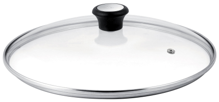 Bucatarie - Capac Exception 28097512, orificiu pentru abur, maner ergonomic, margine de inox, 24 cm, sticla