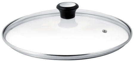 Bucatarie - Capac Exception 28097712, orificiu pentru abur, maner ergonomic, margine de inox, 28 cm, sticla