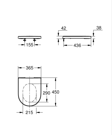 Capac WC Grohe 102501SH00, Euro Ceramic, SoftClose, alb [8]