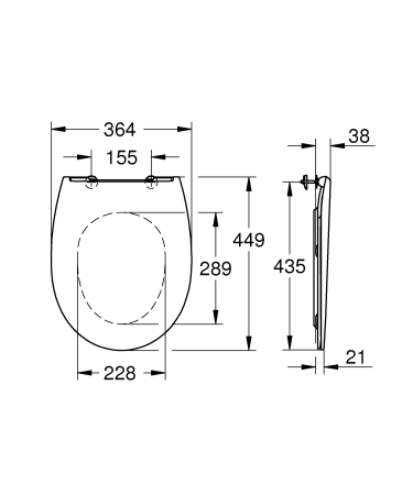 Capac WC Grohe 39898000, 449 mm, 364 mm, 1 functii speciale, capac softclose, suprafata antiaderent, Alb [10]