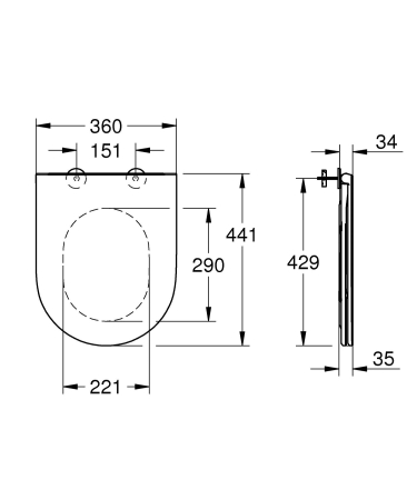 Capac WC Grohe 39913000, Bau Ceramic, pentru wc, capac softclose, slim, eliberare rapida, suprafata antibacteriana, alb [6]