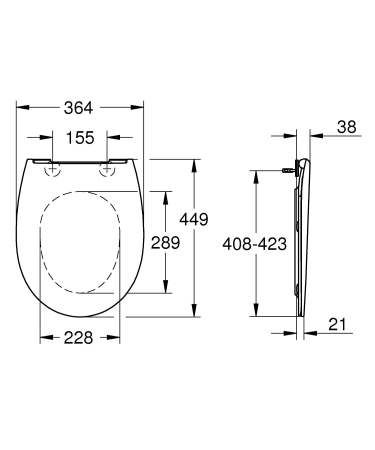 Capac WC Grohe 39923000, Bau Ceramic, pentru wc, capac softclose, slim, eliberare rapida, suprafata antibacteriana, alb [8]