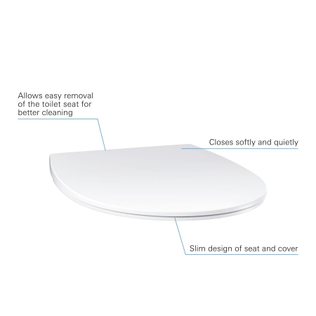 Capac WC Grohe 39923000, Bau Ceramic, pentru wc, capac softclose, slim, eliberare rapida, suprafata antibacteriana, alb [3]
