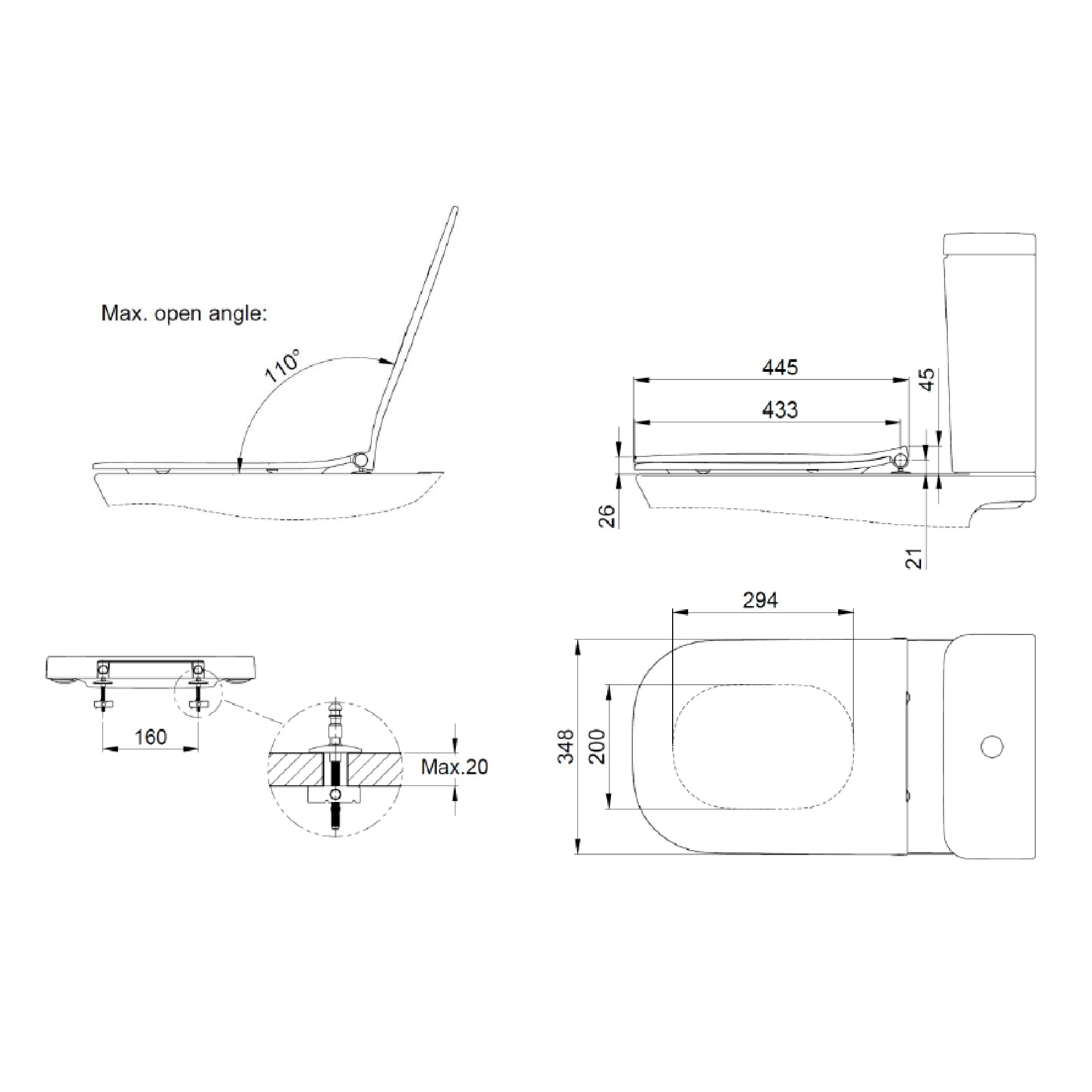Capac WC Roca A801472003, The Gap Square, pentru wc, capac softclose, slim, utilizare igienica si eficienta, alb [2]