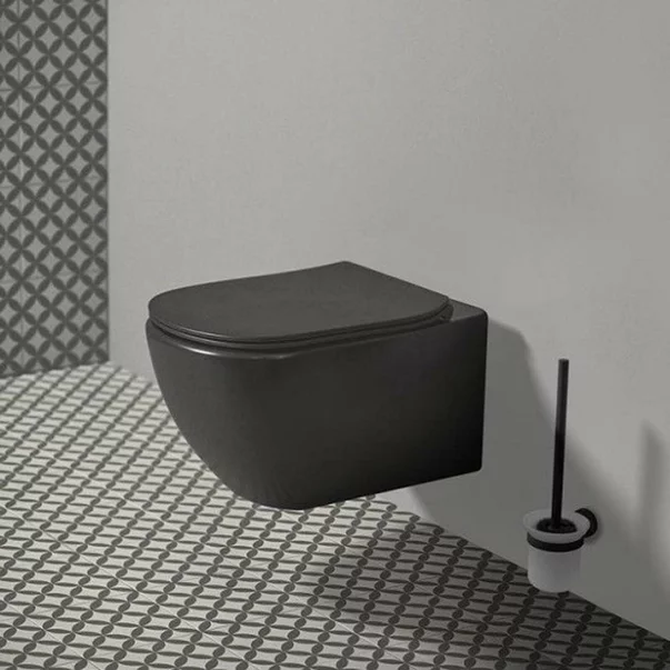 Toalete - Capac WC soft-close negru Ideal Standard Tesi oval