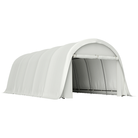 Gradina & balcon - Carport  3,6 x 7,2 m Rezistent, Garaj Portabil cu Protectie Solara UPF50+, Cadru Galvanizat, Usa Mare Rulanta pentru Masini, Camioane, Barci, Motociclete, Biciclete, Alb Crem