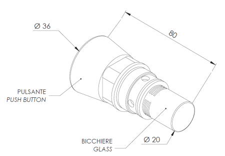 Cartus temporizat Remer Rubinetterie TEVI, diametru 36 mm, economisire apa, compatibil cu baterii TE15, TE16, TE53, TE225, TE855, [1]