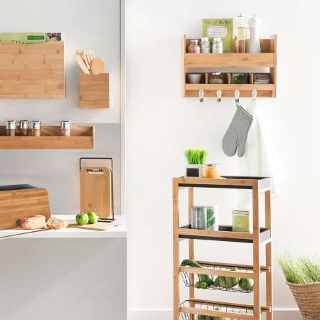 Carucior 5Five Blackwood cu 3 niveluri, bambus si MDF, 41x22x83 cm, natur si negru [5]