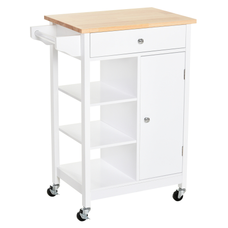Mobila bucatarie -  carucior bucatarie, din lemn, 66x39,5x86,5cm, alb