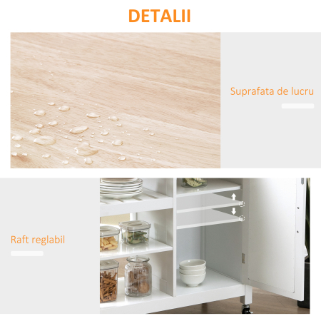  Carucior Bucatarie - Mobil cu Etajera, Sertar & Dulapior [6]