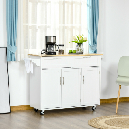  Carucior Bucatarie Multifunctional cu Sertare & Usi, 121×46×91 cm [1]
