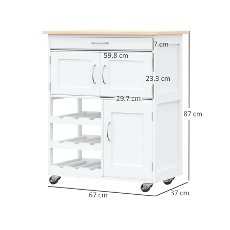  carucior bucatarie, suport pentru sticle, 67x37x87cm [3]