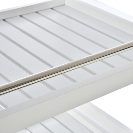  Carucior de Bucatarie Economisire Spatiu din Lemn Alb cu 3 Etajere 4 Roti 360° [7]