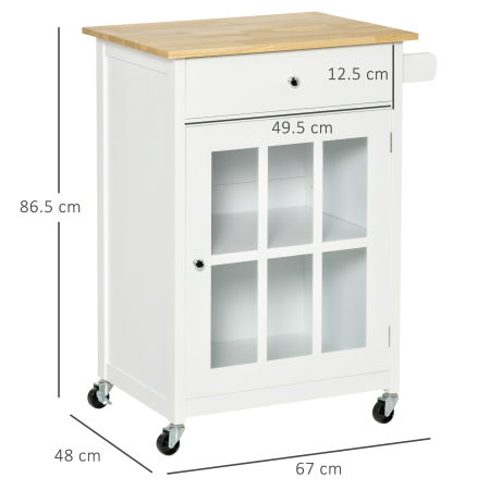  carucior de bucatarie, multifunctional, 67x48x86.5cm, alb [2]