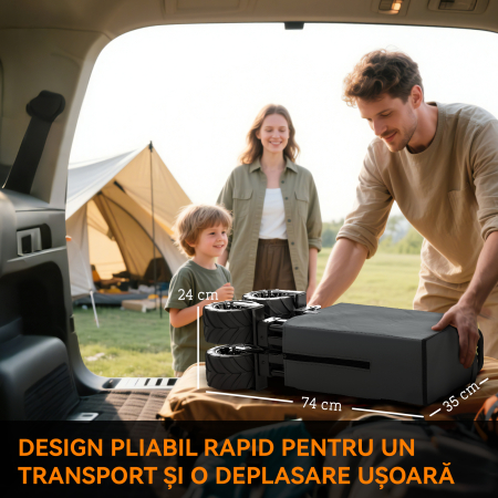  Carucior de gradina, sarcina maxima 70kg, cu maner telescopic, din metal si material Oxford, 108x55 cm, gri [5]