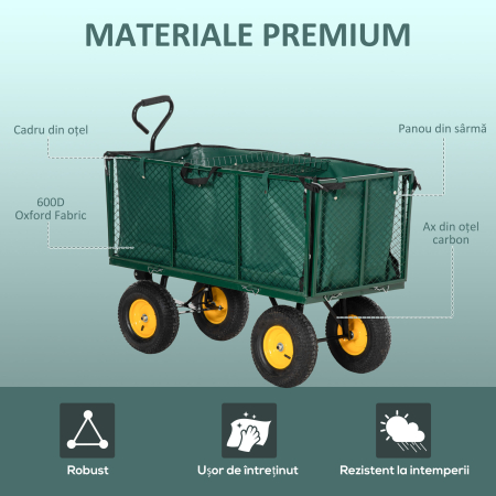  Carucior Gradina 342 L - Structura Otel, Rabatabil, Verde [6]