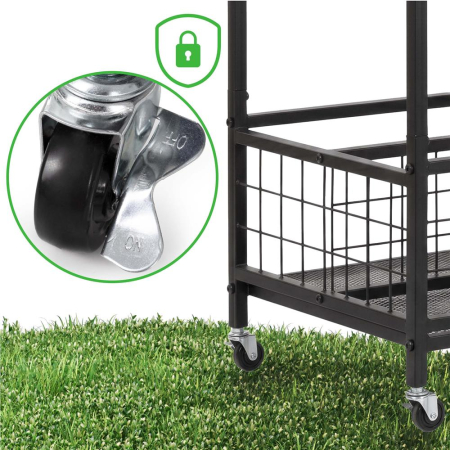 Carucior mobil pentru scule si unelte de gradina cu 3 rafturi, organizator metalic cu roti, 66x40x96 cm, negru [3]