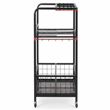 Carucior mobil pentru scule si unelte de gradina cu 3 rafturi, organizator metalic cu roti, 66x40x96 cm, negru [15]