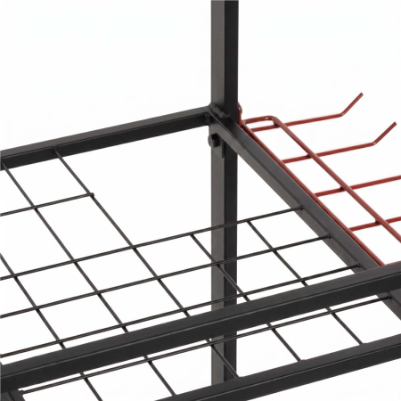 Carucior mobil pentru scule si unelte de gradina cu 3 rafturi, organizator metalic cu roti, 66x40x96 cm, negru [12]
