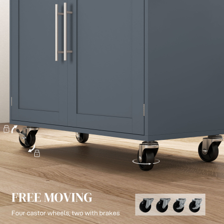  Carucior Multifunctional de Bucatarie cu Sertar, Roti, Suport pentru Condimente si Dulapior, 109x40x89 cm, Gri [6]