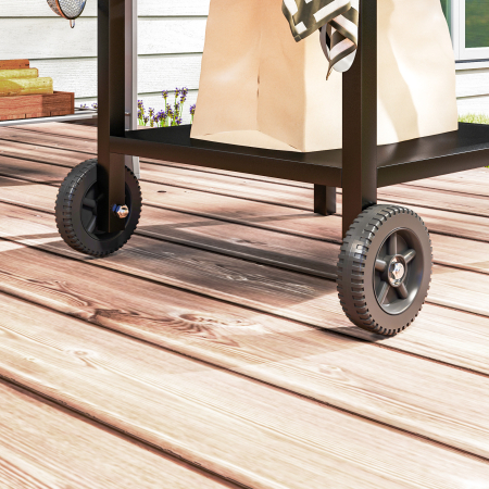  Carucior pentru Gratar cu Blat din Otel Inoxidabil, Raft Pliabil si Husa de Protectie, 91x58x76 cm, Negru [8]