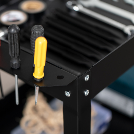  Carucior Port-Scule cu 3 Niveluri din Otel cu Margini inalte si 4 Roti Pivotante, 83x35,3x76 cm, Negru [7]