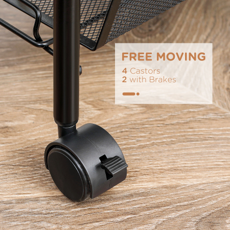  Carucior utilitar cu 4 niveluri, carucior de servire rulant cu cosuri de plasa detasabile, pentru sufragerie si bucatarie, spalatorie, garaj si baie, negru [5]