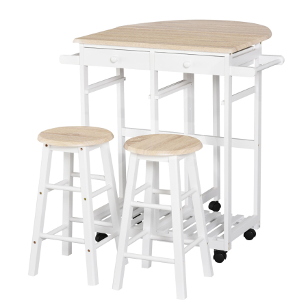 Scaune bucatarie & living -  Carut Bucatarie Pliabil - Cu 2 Scaune Incluse, MDF Alb