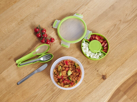 Caserola MasterSeal to Go pentru salata  K3100112,  plastic, capac cu inchidere etans, 1l, transparent si verde [3]
