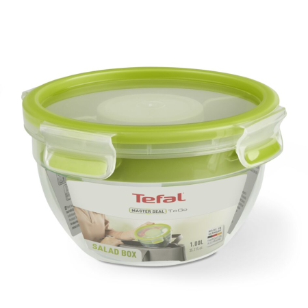 Caserola MasterSeal to Go pentru salata  K3100112,  plastic, capac cu inchidere etans, 1l, transparent si verde [7]