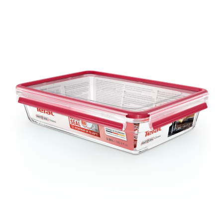 Caserola Tefal MasterSeal Glass N1041210, 3 L, sticla, inchidere 100% etansa, transparent [6]