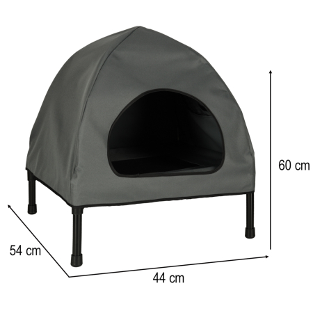 Casuta cu pat pentru caini si pisici, cu acoperis detasabil si baza ventilata, 54x44x60 cm, negru [8]