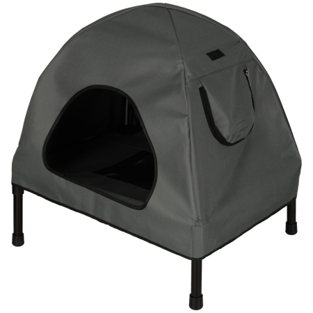 Casuta cu pat pentru caini si pisici, cu acoperis detasabil si baza ventilata, 54x44x60 cm, negru [2]